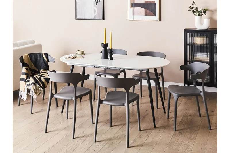 Castellana Matbord Förlängningsbart 120-160x80 cm - Vit/Svart - Möbler - Bord & matgrupper - Matbord & köksbord