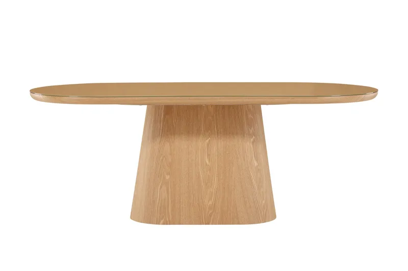 Castor Stort Ovalt Matbord 200 cm med Glasskiva och Ekutseende, Brun
