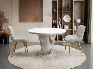 Cedra Runt Matbord 120-196 cm - beige, vit - Möbler - Bord & matgrupper - Matbord & köksbord