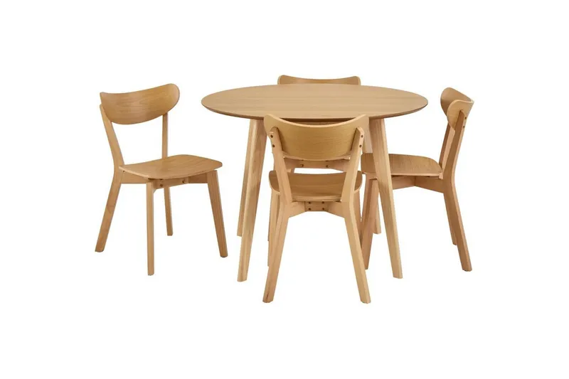 Celtik Matgrupp Rund 105 cm + 4 st Matstolar - Beige - Möbler - Bord & matgrupper - Matgrupper