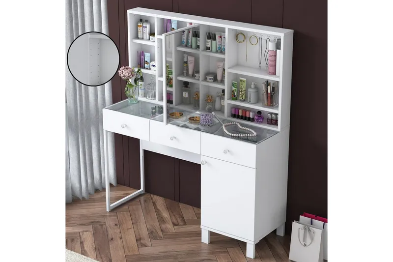 Ceris Sminkbord 120 cm - Vit - Möbler - Bord & matgrupper - Sminkbord & toalettbord