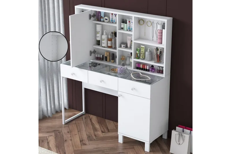 Ceris Sminkbord 120 cm - Vit - Möbler - Bord & matgrupper - Sminkbord & toalettbord