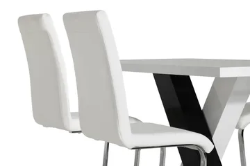 Cesi Matgrupp 140 cm med 4 Cibus Stol - Vit/Svart/Svart PU/Krom - Möbler - Bord & matgrupper - Matgrupper
