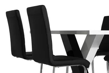 Cesi Matgrupp 140 cm med 4 Cibus Stol - Vit/Svart/Svart PU/Krom - Möbler - Bord & matgrupper - Matgrupper