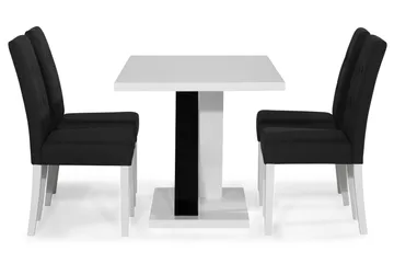 Cesi Matgrupp 140 cm med 4 Viktor Stol - Vit/Svart/Svart PU - Möbler - Bord & matgrupper - Matgrupper
