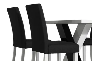 Cesi Matgrupp 140 cm med 4 Viktor Stol - Vit/Svart/Svart PU - Möbler - Bord & matgrupper - Matgrupper