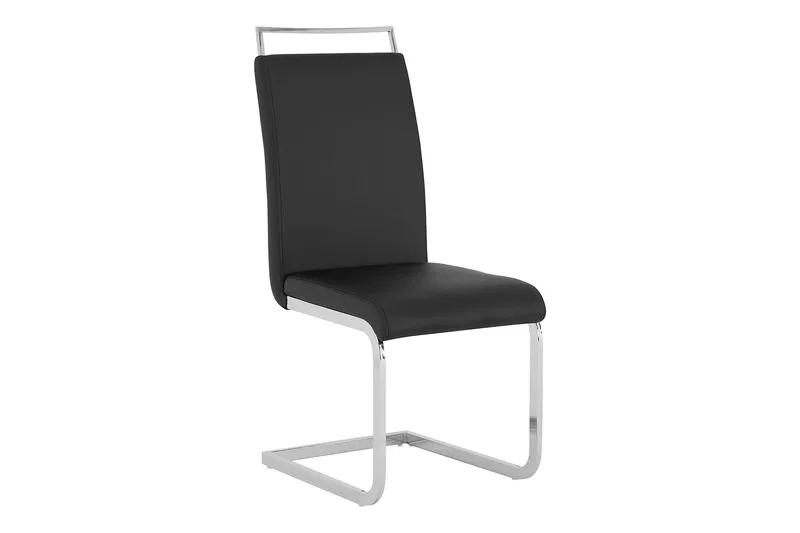 Cesi Matgrupp Rektangulärt matbord 140 cm + 6 Isoda Läder Marstolar - Vit/Svart/Krome - Möbler - Bord & matgrupper - Matgrupper