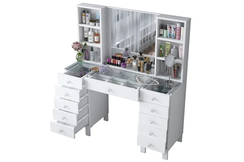 Ceylon Sminkbord 120 cm - Vit - Möbler - Bord & matgrupper - Sminkbord & toalettbord - Sminkbord med spegel