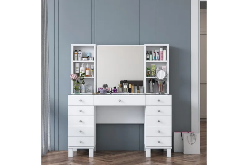 Ceylon Sminkbord 120 cm - Vit - Möbler - Bord & matgrupper - Sminkbord & toalettbord - Sminkbord med spegel