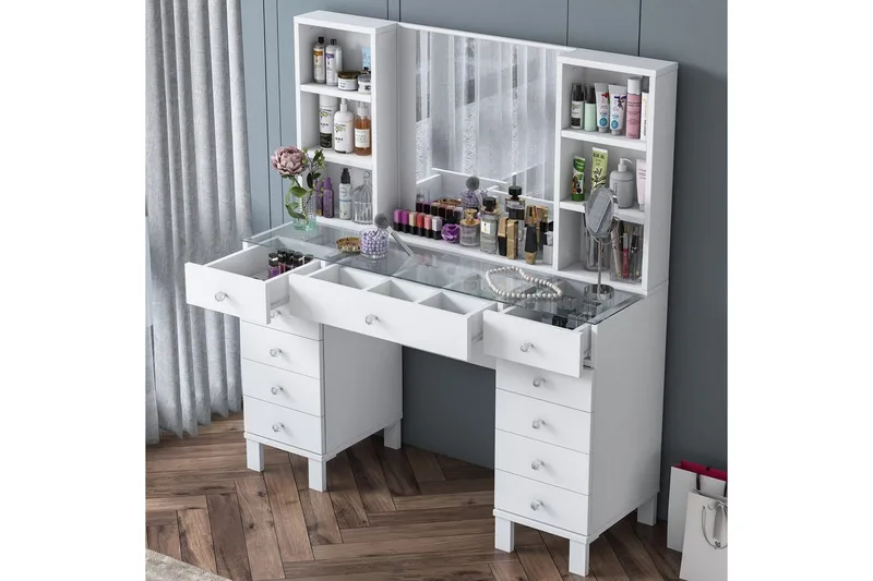 Ceylon Sminkbord 120 cm - Vit - Möbler - Bord & matgrupper - Sminkbord & toalettbord - Sminkbord med spegel