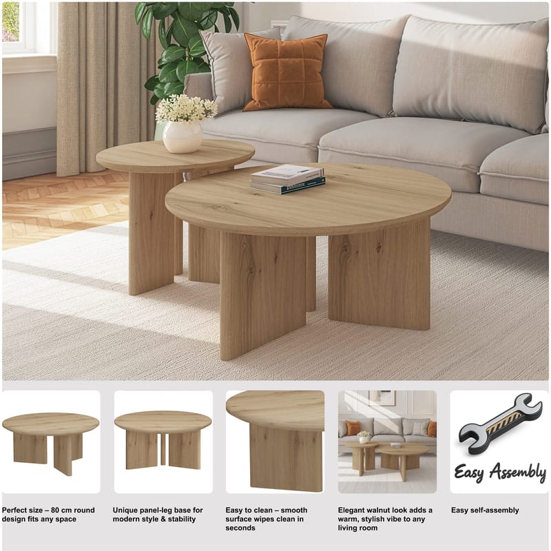 Chatham 80 cm Runt Soffbord i Ek - Beige - Möbler - Bord & matgrupper - Soffbord
