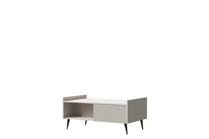 Chiku 100 cm Rektangulärt Soffbord med Hyllor i Målat Trä, Beige