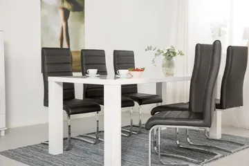Cibus Matgrupp 180 cm med 6 Stolar - Vit/Svart Konstläder - Möbler - Bord & matgrupper - Matgrupper