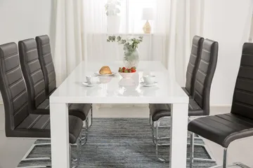 Cibus Matgrupp 180 cm med 6 Stolar - Vit/Svart Konstläder - Möbler - Bord & matgrupper - Matgrupper