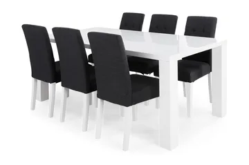 Cibus Matgrupp 180 cm med 6 Viktor Stol - Vit/Mörkgrå - Möbler - Bord & matgrupper - Matgrupper