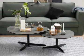 Cimino Ovalt Soffbord 100 cm i Keramik med Metallunderrede - Mörkgrå - Möbler - Bord & matgrupper - Soffbord