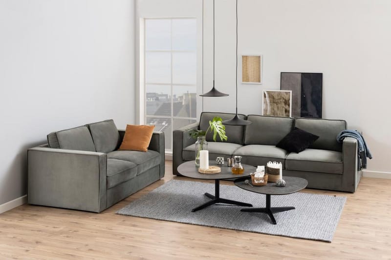 Cimino Ovalt Soffbord 84 cm i Keramik med Metallunderrede - Mörkgrå - Möbler - Bord & matgrupper - Soffbord