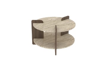 Cindral Soffbord 70 cm Rund - Travertin Och Valnöt - Möbler - Bord & matgrupper - Soffbord