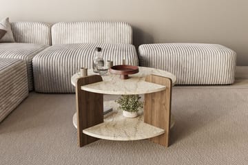 Cindral Soffbord 70 cm Rund - Travertin Och Valnöt - Möbler - Bord & matgrupper - Soffbord