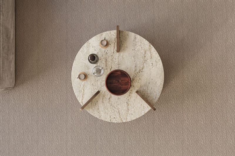 Cindral Soffbord 70 cm Rund - Travertin Och Valnöt - Möbler - Bord & matgrupper - Soffbord