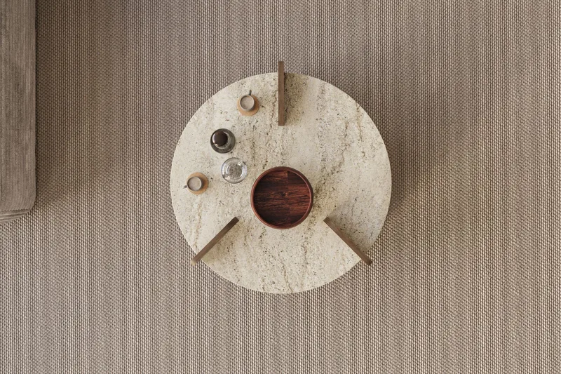 Cindral Soffbord 70 cm Rund - Travertin Och Valnöt - Möbler - Bord & matgrupper - Soffbord