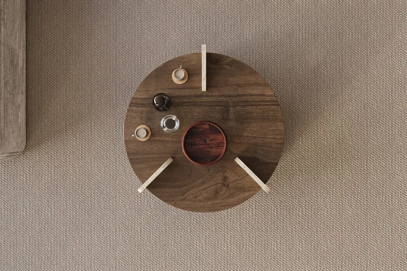 Cindral Soffbord 70 cm Rund - Valnöt Och Travertin - Möbler - Bord & matgrupper - Soffbord