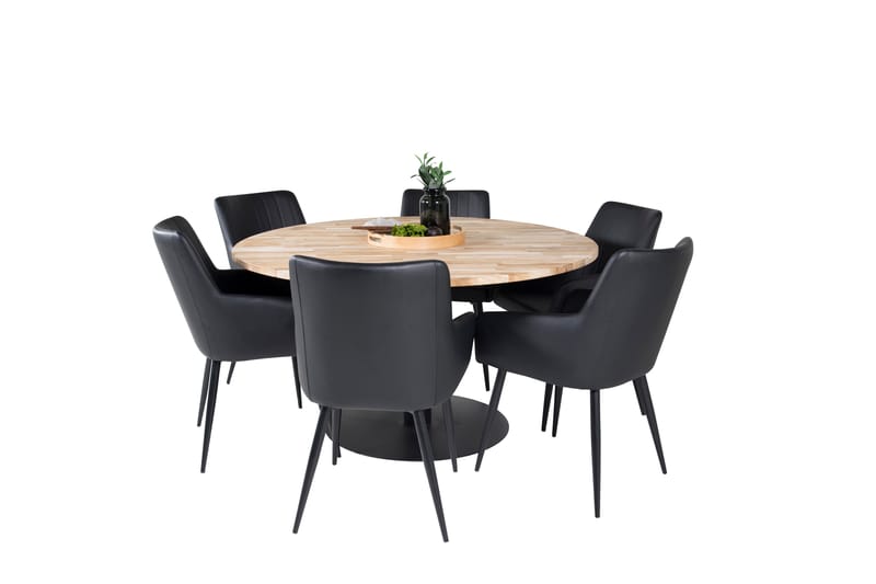 Comfort Matgrupp 140 cm Rund med 6 Comfort stolar - Svart - Möbler - Bord & matgrupper - Matgrupper