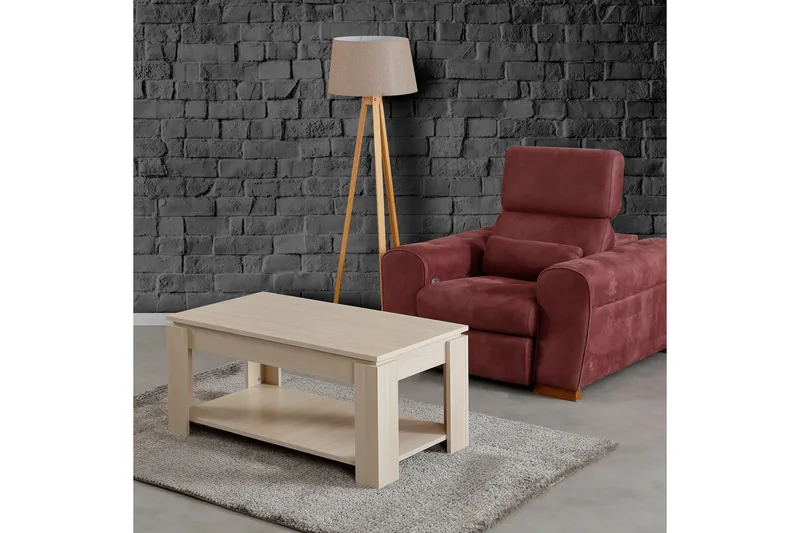 Comfortale Soffbord 104 cm med Förvaring Hylla - Ljus Ekfärg - Möbler - Bord & matgrupper - Soffbord