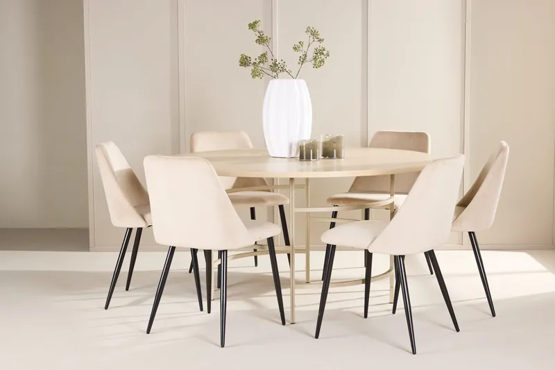 Copenhagen Matbord 140 cm Rund med 6 Night Matstol
