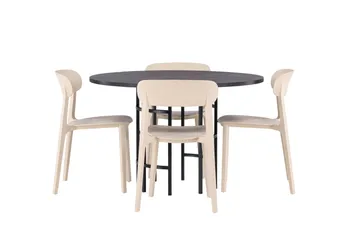 Copenhagen Matgrupp 115 cm Rund med 4 Åstol stolar - Beige - Möbler - Bord & matgrupper - Matgrupper