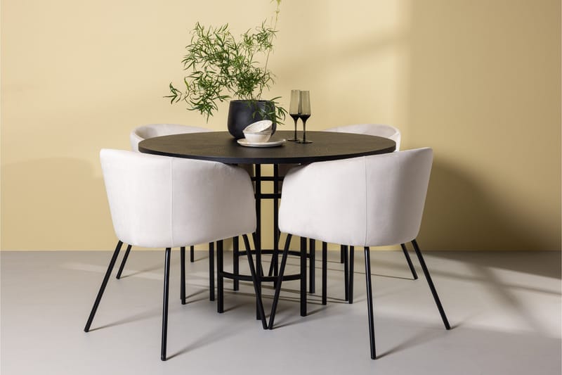 Copenhagen Matgrupp 115 cm Rund med 4 Berit stolar - Beige - Möbler - Bord & matgrupper - Matgrupper