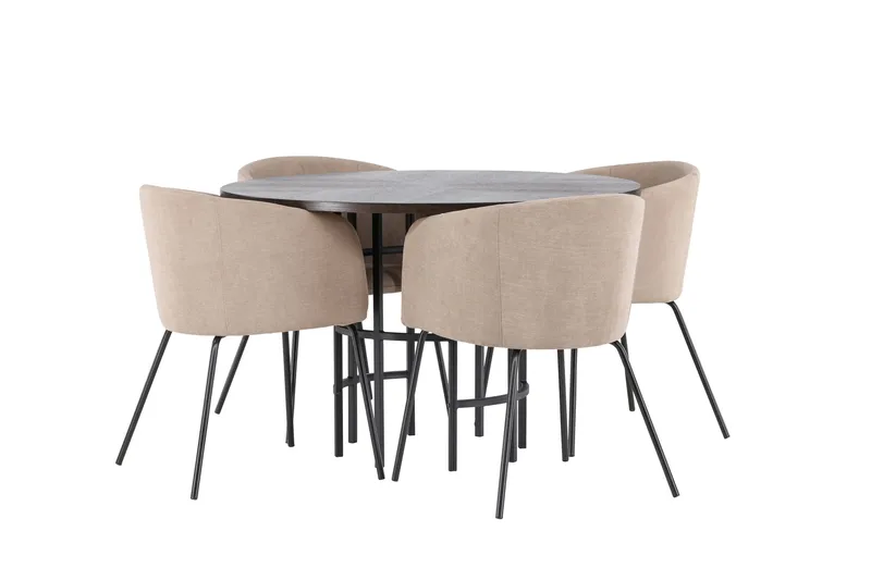 Copenhagen Matgrupp 115 cm Rund med 4 Berit stolar - Beige - Möbler - Bord & matgrupper - Matgrupper