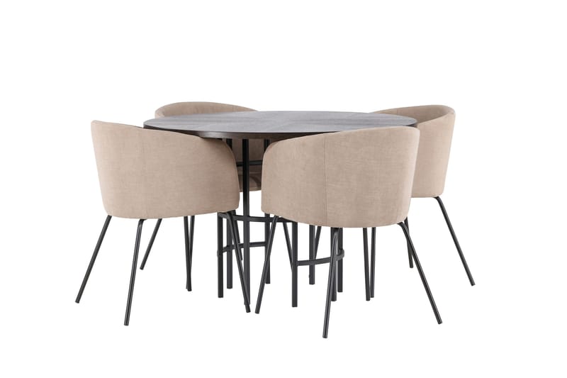 Copenhagen Matgrupp 115 cm Rund med 4 Berit stolar - Beige - Möbler - Bord & matgrupper - Matgrupper