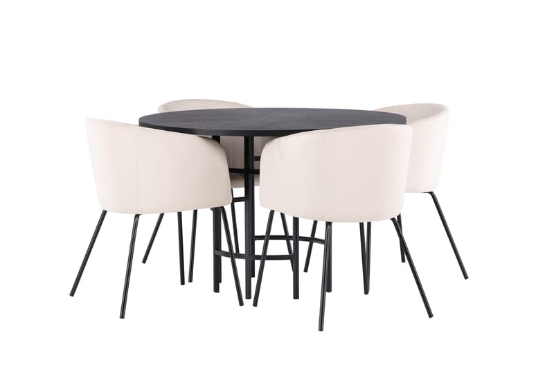 Copenhagen Matgrupp 115 cm Rund med 4 Berit stolar - Beige - Möbler - Bord & matgrupper - Matgrupper