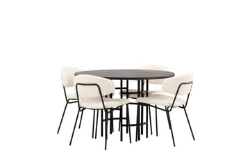 Copenhagen Matgrupp 115 cm Rund med 4 Chico Stolar - Svart - Möbler - Bord & matgrupper - Matgrupper
