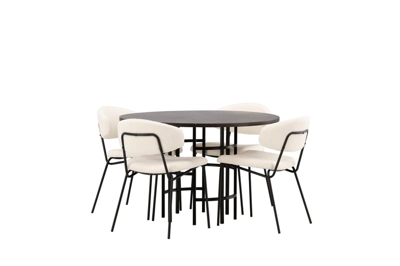 Copenhagen Matgrupp 115 cm Rund med 4 Chico Stolar - Svart - Möbler - Bord & matgrupper - Matgrupper