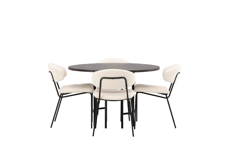 Copenhagen Matgrupp 115 cm Rund med 4 Chico Stolar, Svart