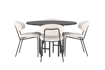 Copenhagen Matgrupp 115 cm Rund med 4 Chico Stolar - Svart - Möbler - Bord & matgrupper - Matgrupper