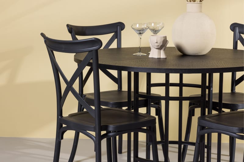 Copenhagen Matgrupp 115 cm Rund med 4 Crosett stolar - Svart - Möbler - Bord & matgrupper - Matgrupper