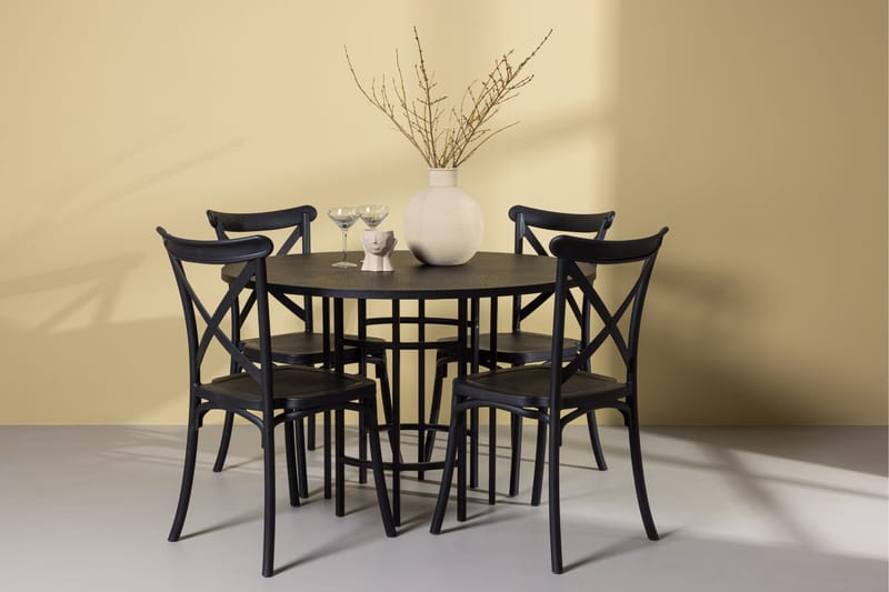 Copenhagen Matgrupp 115 cm Rund med 4 Crosett stolar - Svart - Möbler - Bord & matgrupper - Matgrupper