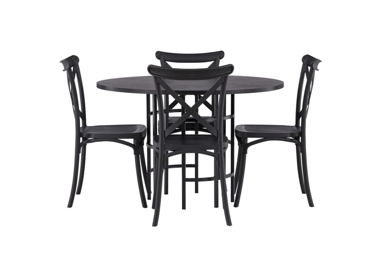 Copenhagen Matgrupp 115 cm Rund med 4 Crosett stolar - Svart - Möbler - Bord & matgrupper - Matgrupper