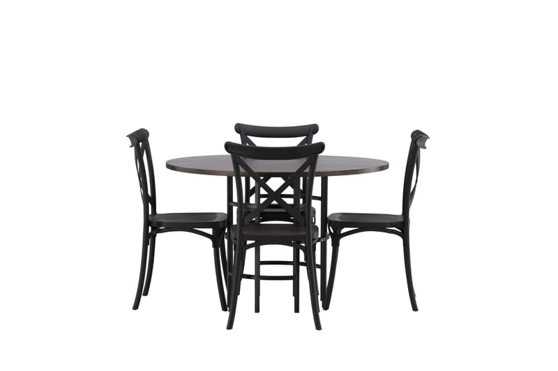 Copenhagen Matgrupp 115 cm Rund med 4 Crosett stolar - Svart - Möbler - Bord & matgrupper - Matgrupper