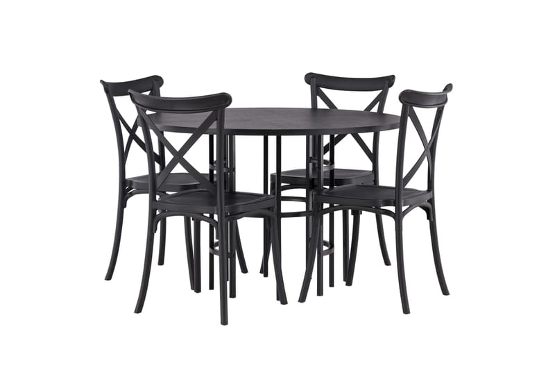 Copenhagen Matgrupp 115 cm Rund med 4 Crosett stolar - Svart - Möbler - Bord & matgrupper - Matgrupper