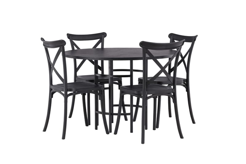 Copenhagen Matgrupp 115 cm Rund med 4 Crosett stolar - Svart - Möbler - Bord & matgrupper - Matgrupper