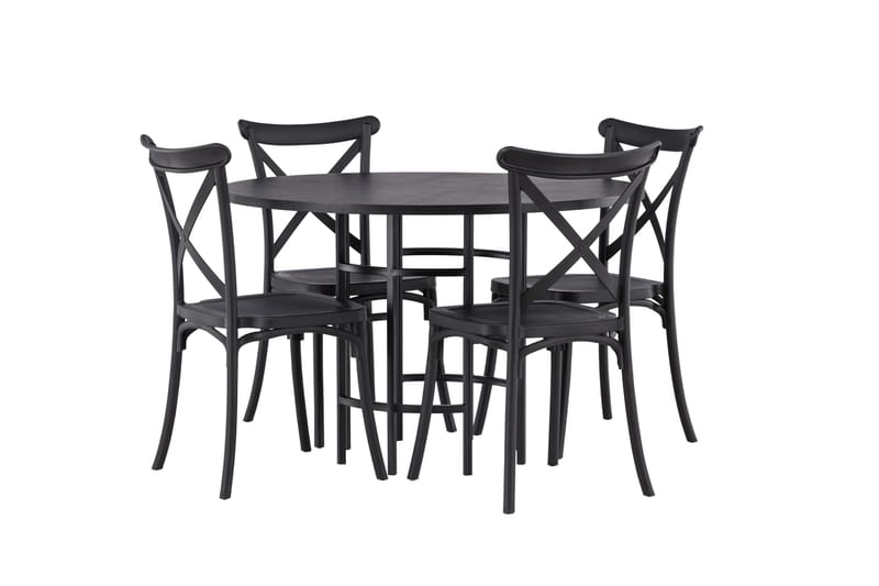 Copenhagen Matgrupp 115 cm Rund med 4 Crosett stolar - Svart - Möbler - Bord & matgrupper - Matgrupper
