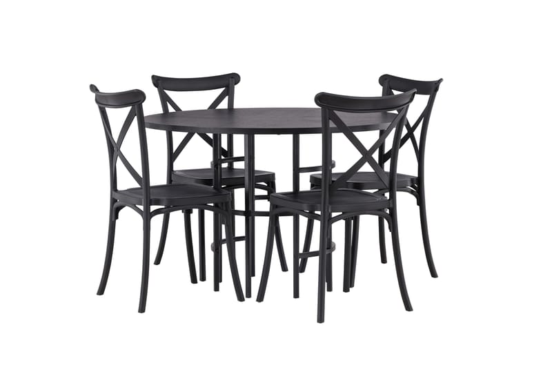 Copenhagen Matgrupp 115 cm Rund med 4 Crosett stolar - Svart - Möbler - Bord & matgrupper - Matgrupper