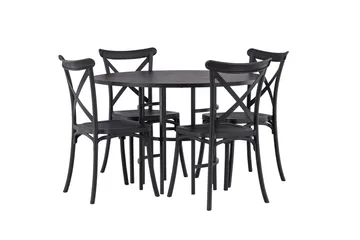 Copenhagen Matgrupp 115 cm Rund med 4 Crosett stolar - Svart - Möbler - Bord & matgrupper - Matgrupper