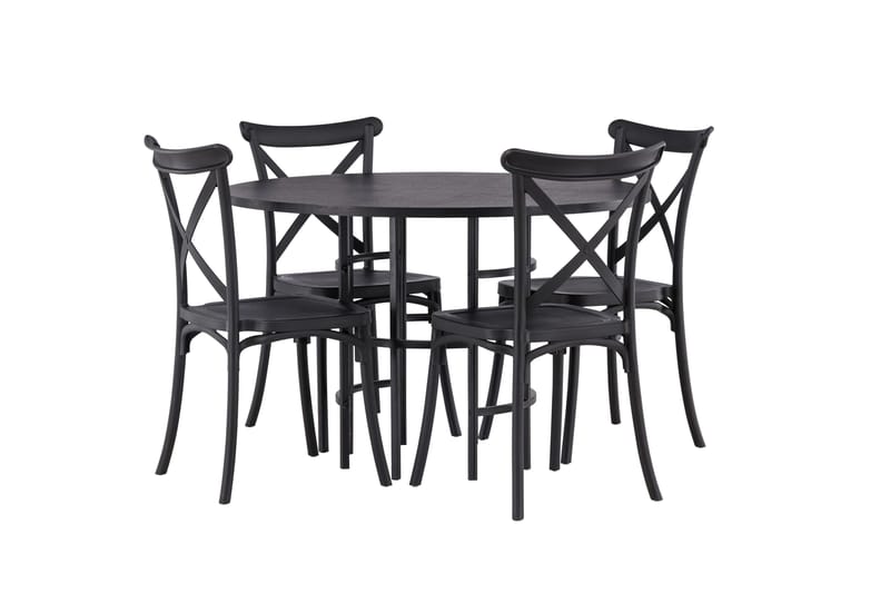 Copenhagen Matgrupp 115 cm Rund med 4 Crosett stolar - Svart - Möbler - Bord & matgrupper - Matgrupper