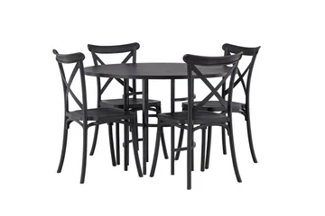 Copenhagen Matgrupp 115 cm Rund med 4 Crosett stolar - Svart - Möbler - Bord & matgrupper - Matgrupper