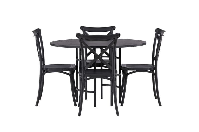 Copenhagen Matgrupp 115 cm Rund med 4 Crosett stolar - Svart - Möbler - Bord & matgrupper - Matgrupper